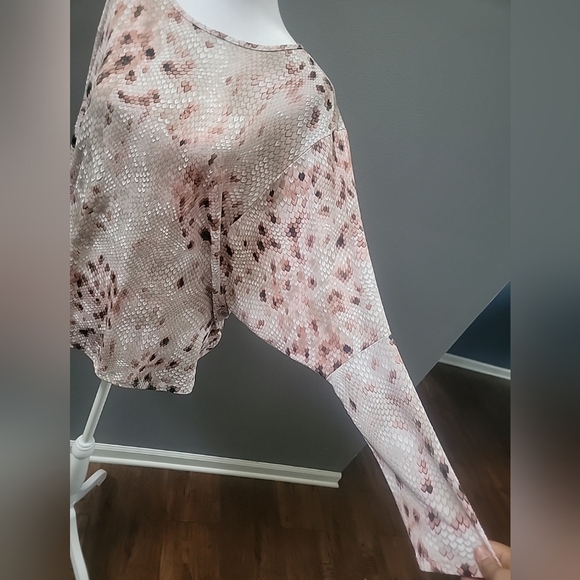 Clara Sunwoo Lightweight Cozy Poncho Sleeve Sweater Tunic Peacock Pinstripe XL - Picture 5 of 7